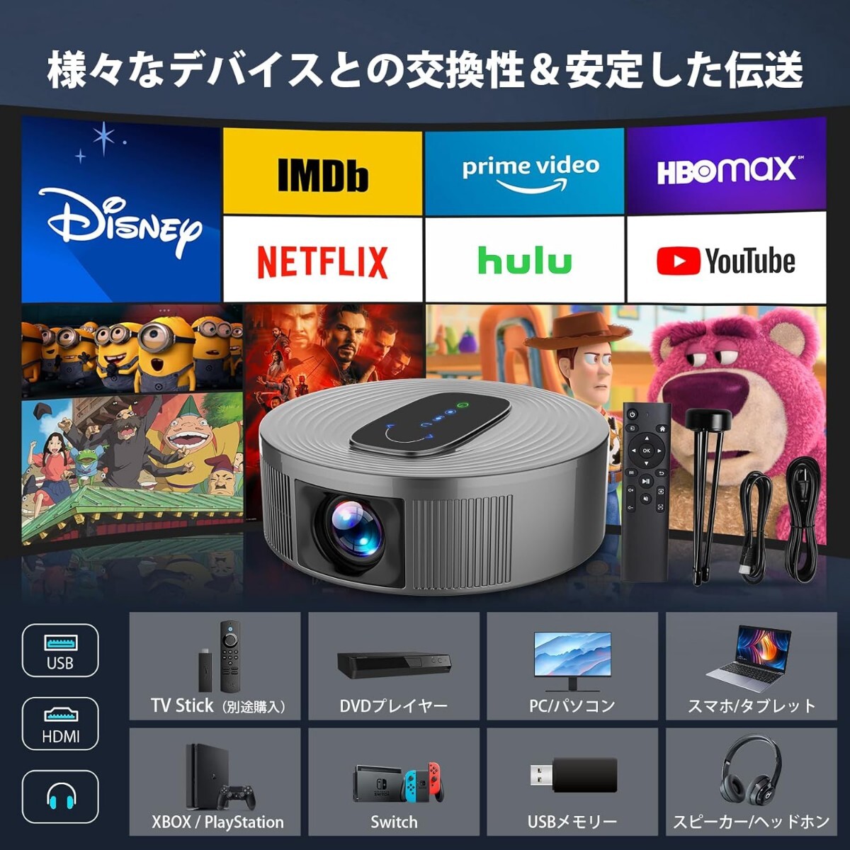 プロジェクター【EXTEDRG 2024進級版】 18000LM高輝度 リアル プロジェクター【EXTEDRG 2024進級版】 18000LM高輝度 リアル