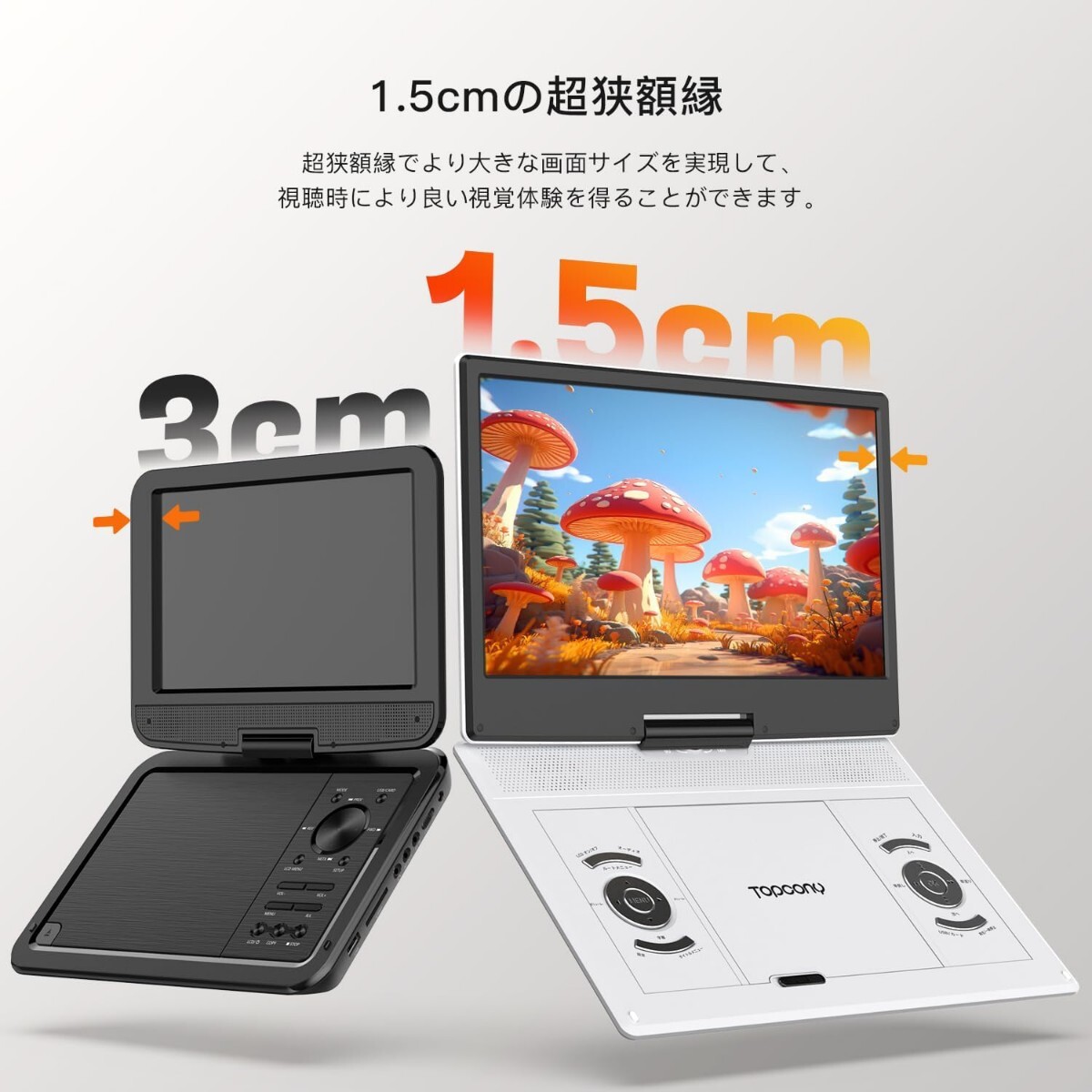 モニター ポータブルDVDプレーヤー CDプレーヤー 15 6型 Topcony 14 1 