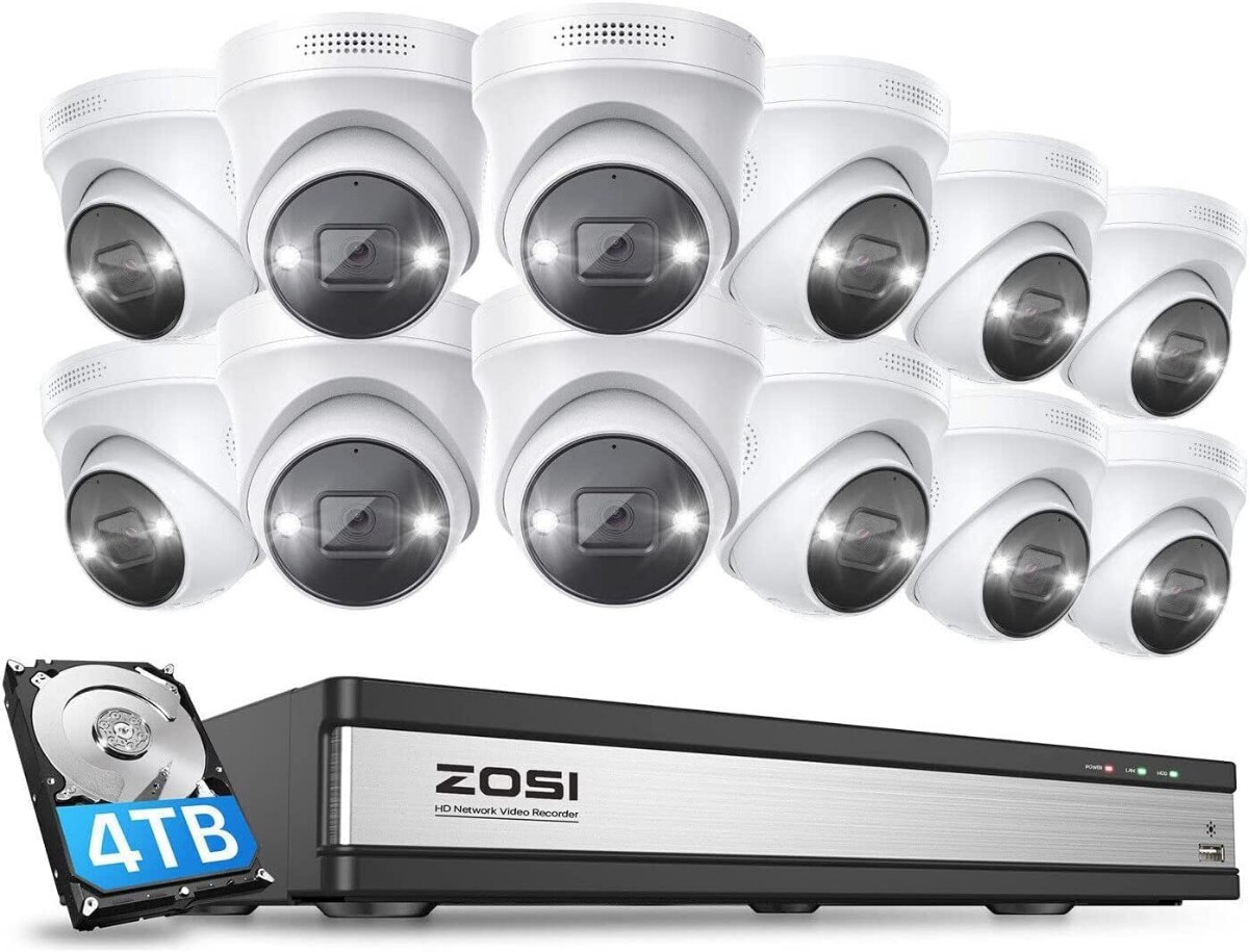 ZOSI 4k poe防犯カメラ12台セット 800万画素防犯カメラpoe屋外16台増設可 poe給電カメラ 4k防犯カメラ 屋外 監視カメラ H.265+ah