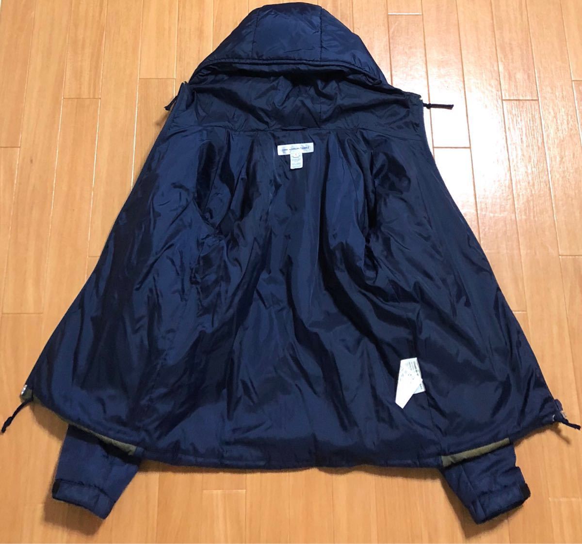  Comme des Garcons shirt patchwork switch down jacket with a hood . multicolor S 2009AW navy 