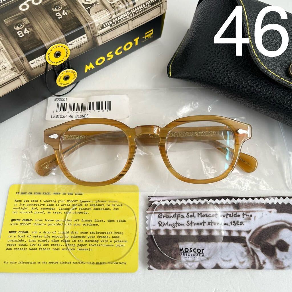 【未使用】MOSCOT モスコット LEMTOSH レムトッシュ BLONDE ブロンド 46□24-145 伊達メガネ サングラス