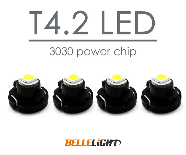 4個 T4.2 LED ハイパワーSMD採用 白 メーター球 エアコン球 ダッシュボードパネル内 3030チップ ホワイト12V用 PX031_画像1