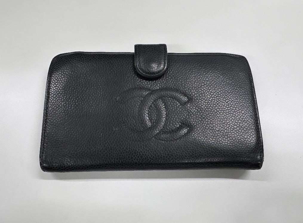 100円～◎CHANEL シャネル ココマーク がま口 長財布 財布 ブラック ゴールド がま口コインケース 2つ折り長財布_画像1