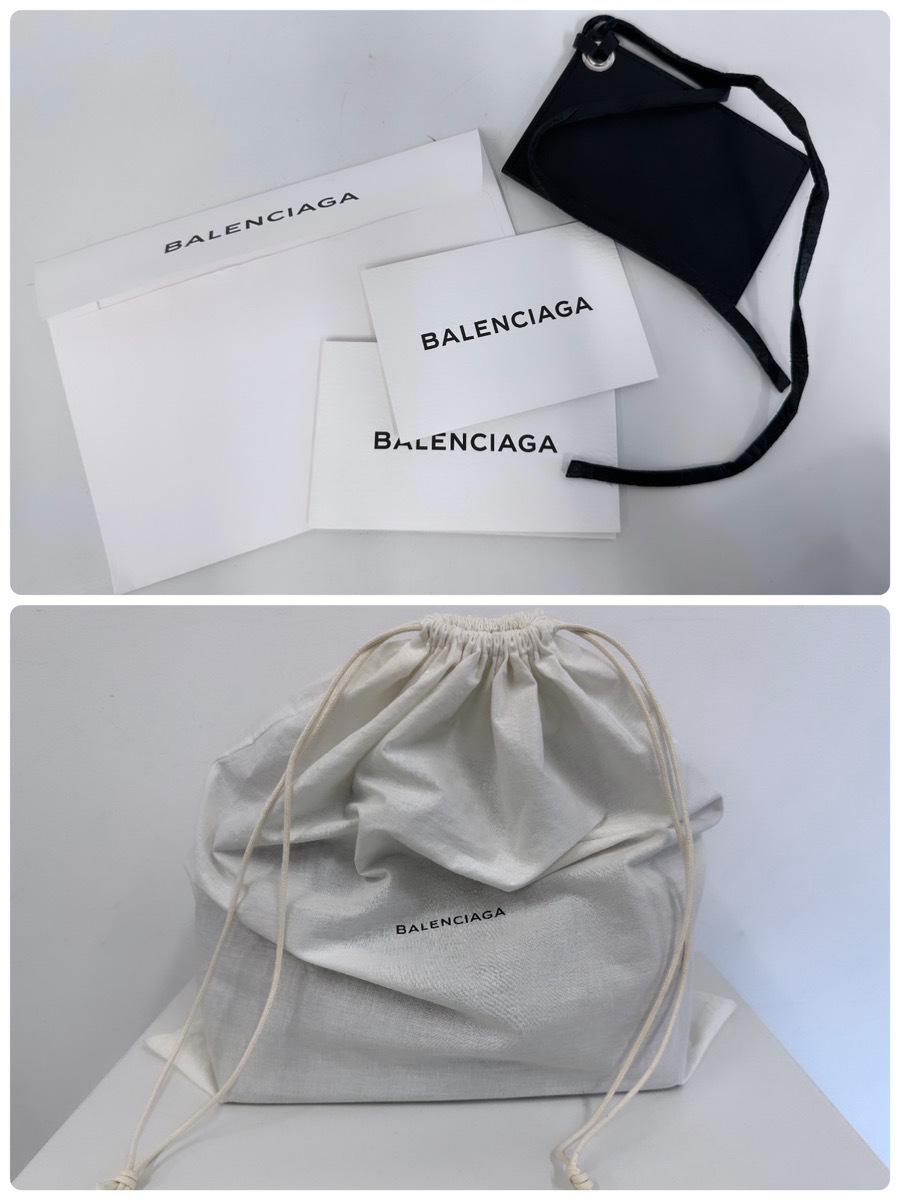 100 иен ~*BALENCIAGA Balenciaga черный перфорирование Logo кожа ручная сумочка большая сумка ручная сумочка кожа темно-синий бегемот s
