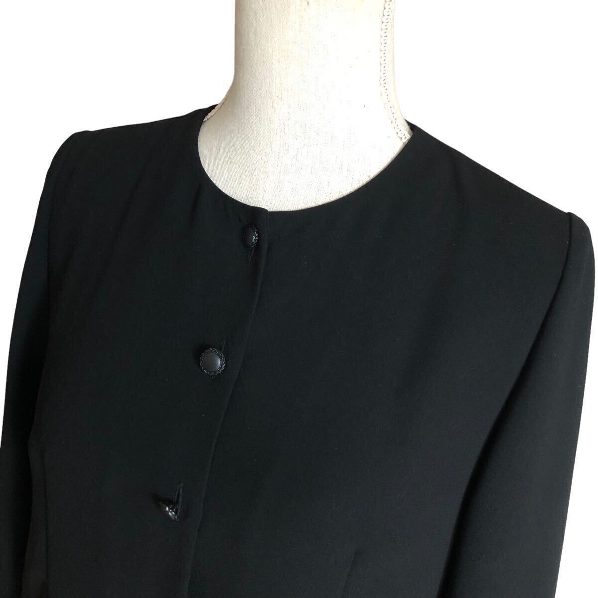  black formal blouse hem race made in Japan 9 number M-L size mourning dress ceremony memorial service O-Bon crew neck long sleeve tops jacket black 