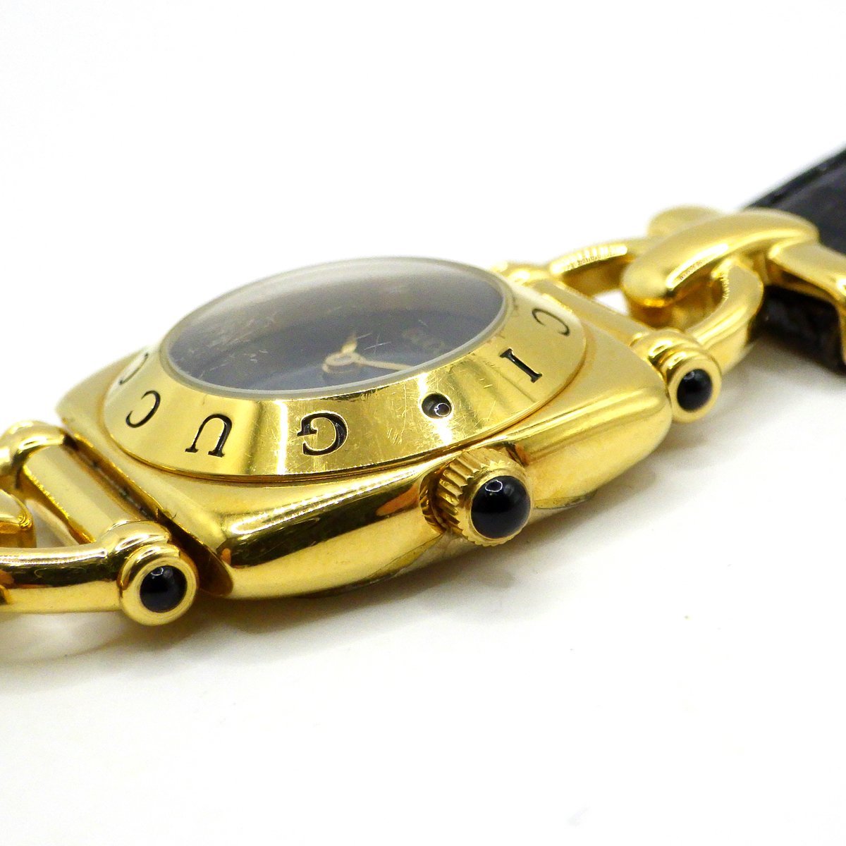  Gucci 6300 L кварц Gold кожа ремень наручные часы с футляром *