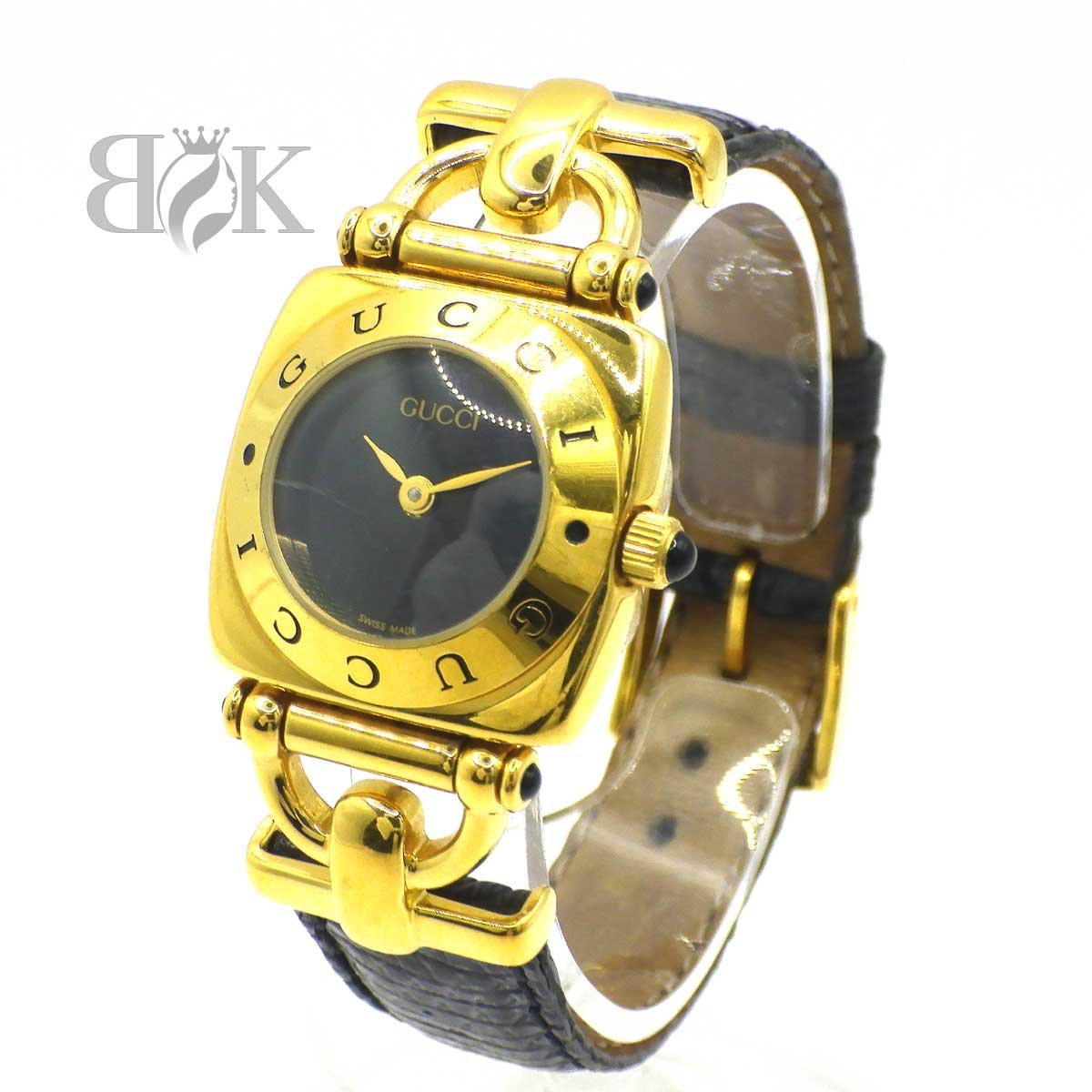  Gucci 6300 L кварц Gold кожа ремень наручные часы с футляром *