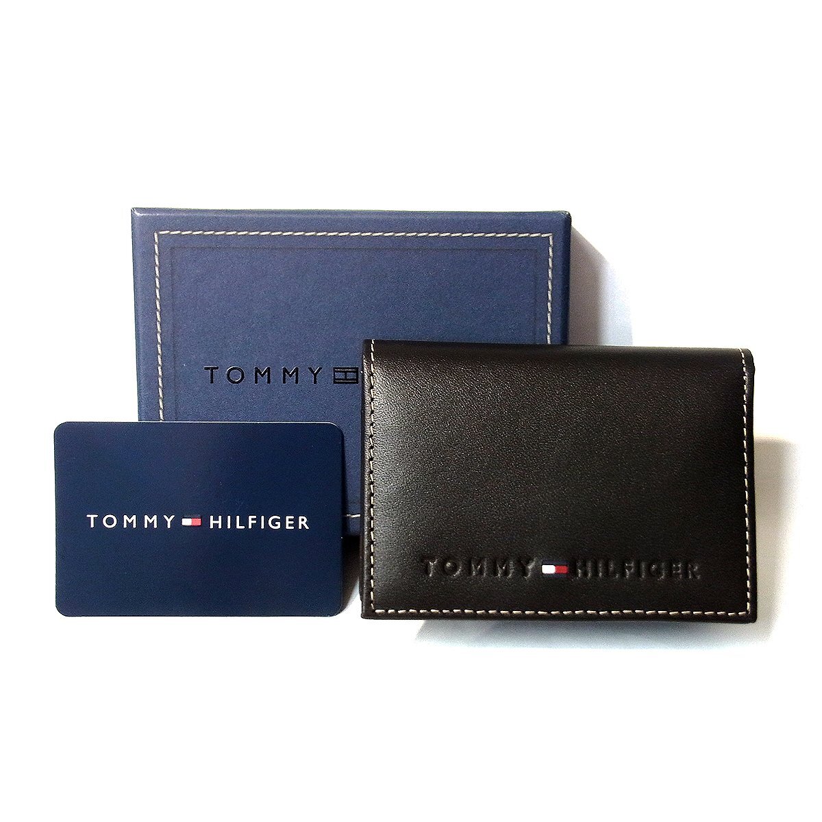 極美品 トミーヒルフィガー 名刺入れ カードケース 31TL20X014 レザー ダークブラウン TOMMY HILFIGER 〓_画像9