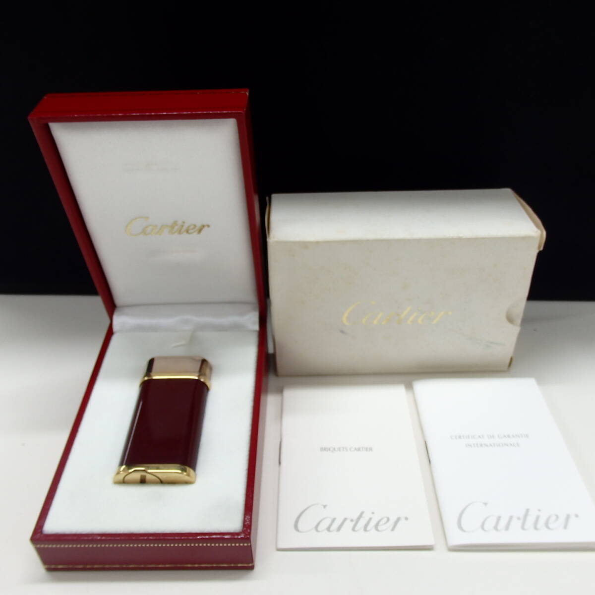 1円スタート 激レア Cartier カルティエ ゴドロン レッド ゴールド 箱付き ガスライター 30216 11-2_画像1