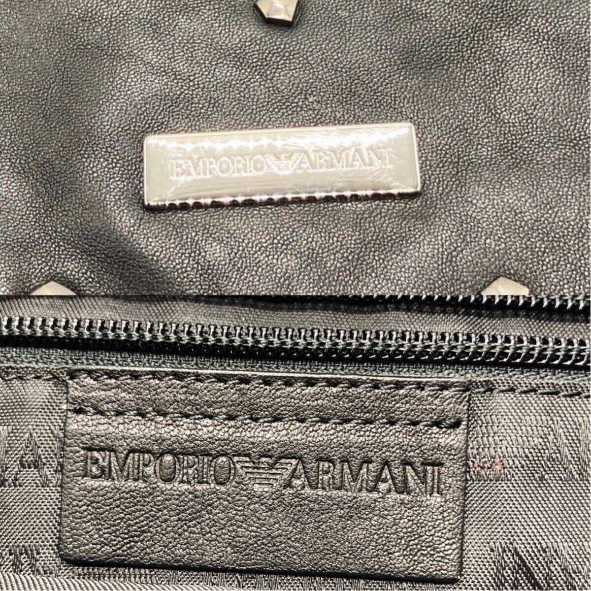 エンポリオアルマーニ EMPORIO ARMANI ショルダーバッグ 斜め掛け スタッツ レザー ブラック バッグ 大容量 A4可 メンズ ビジネス 黒 _画像10