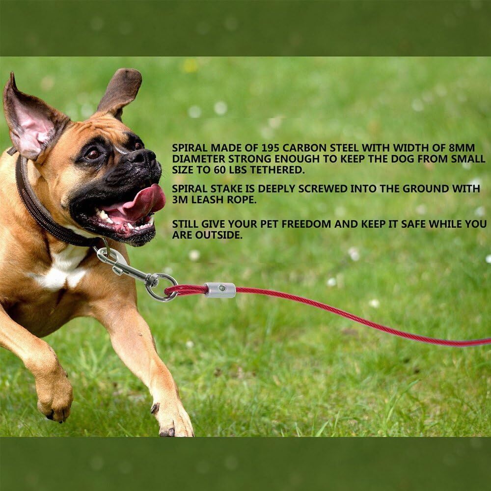 3m MKUTO ロングリード 犬 係留 リード ランナーケーブル ワイヤー ロープ 繋留器具 しつけ用 小型 中型 大型 犬用（の画像6