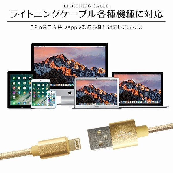 【送料無料】充電ケーブル 2本セット iPhone Lightning ケーブル 3m 300cm ライトニング データ転送 iPhone14 SE iPad 充電器 急速充電_画像6