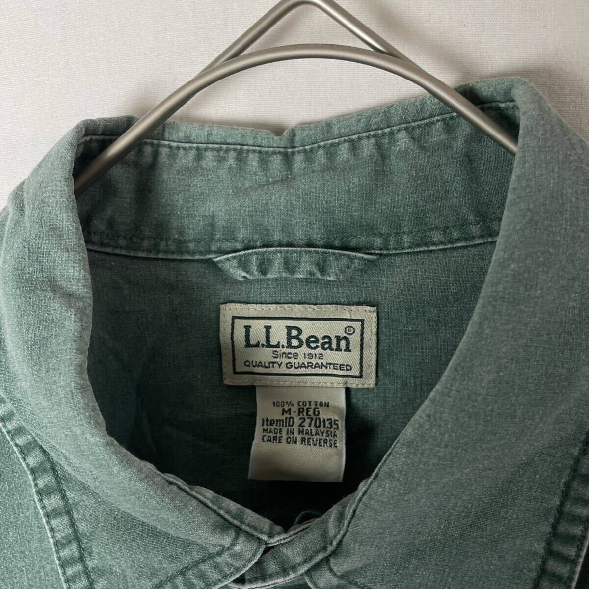 L.L.Bean 半袖シャツ　古着　M-Rサイズ グリーン　_画像3