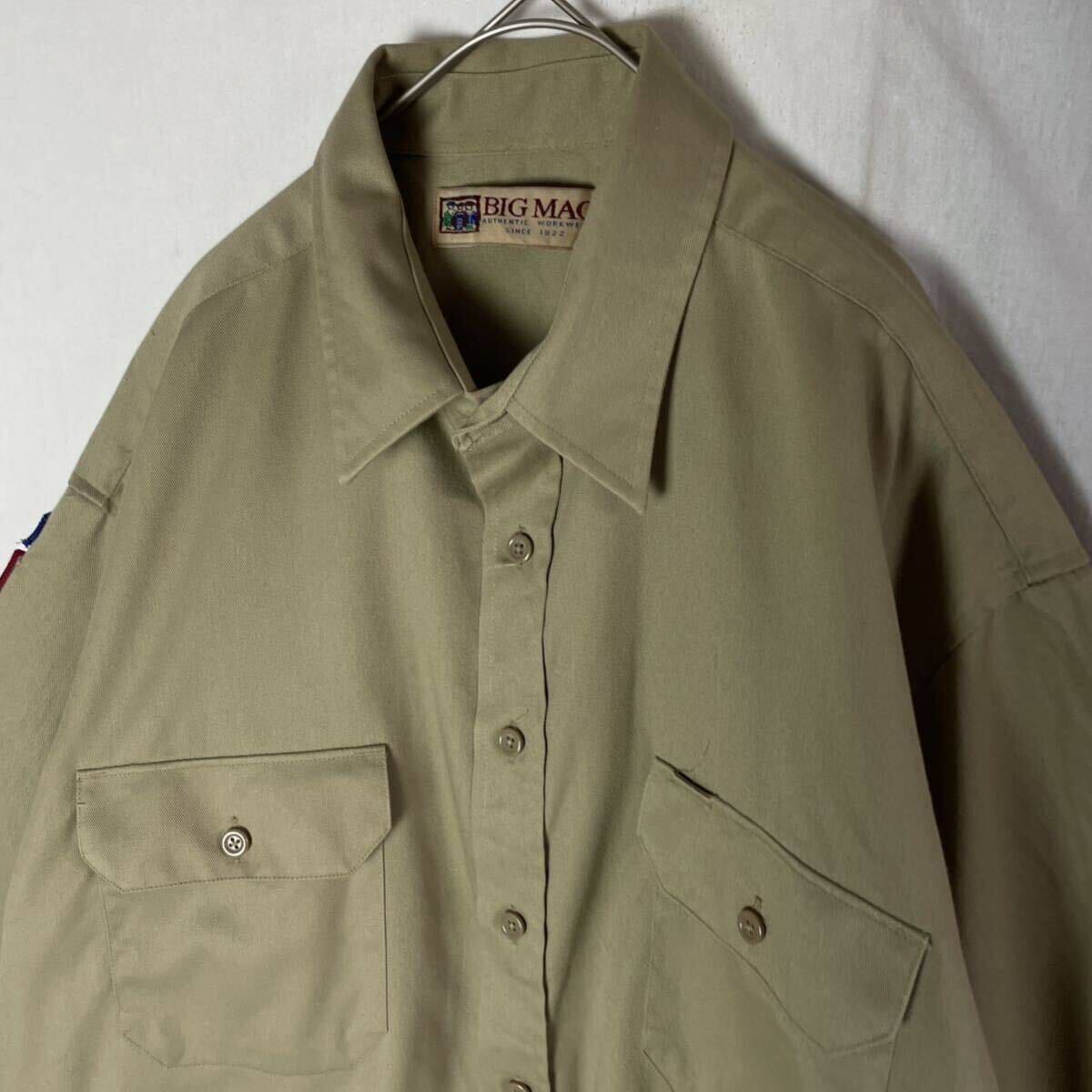 90's BIG MAC 半袖ワークシャツ　古着　XLサイズ　ベージュ　WORKWEAR_画像2