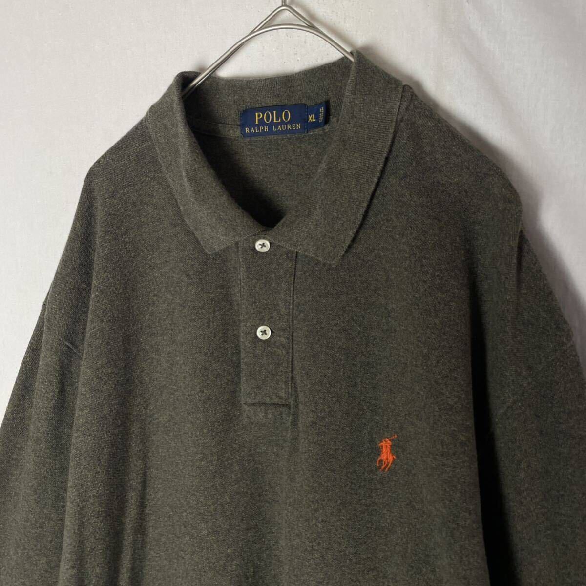 POLO RALPH LAUREN 長袖ポロシャツ　古着　XLサイズ　オリーブグリーン　_画像2