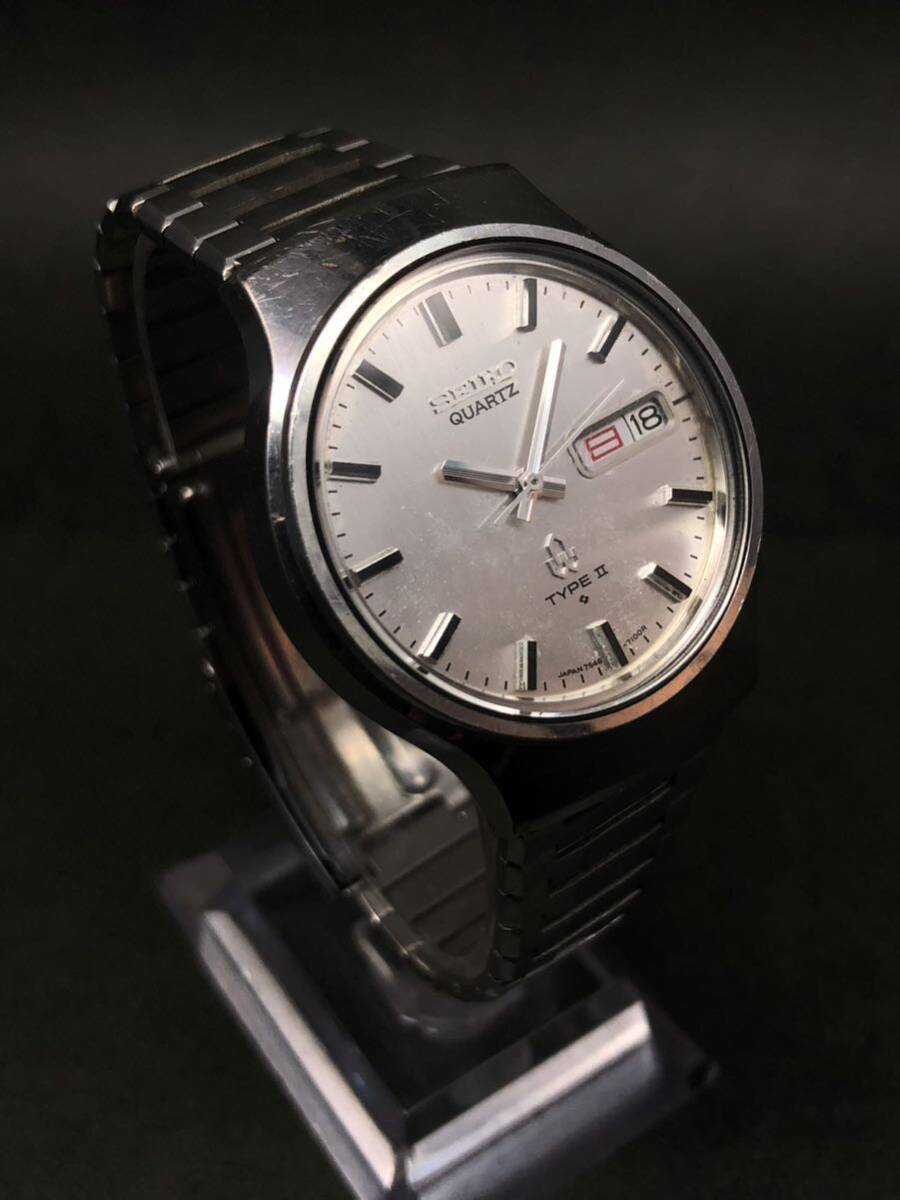 オールドクオーツの名品◆セイコー/SEIKO【タイプⅡ/TYPE2】諏訪精工舎1978年製◆SEIKOベルト◆新品電池交換済(現状好調稼働)_画像1