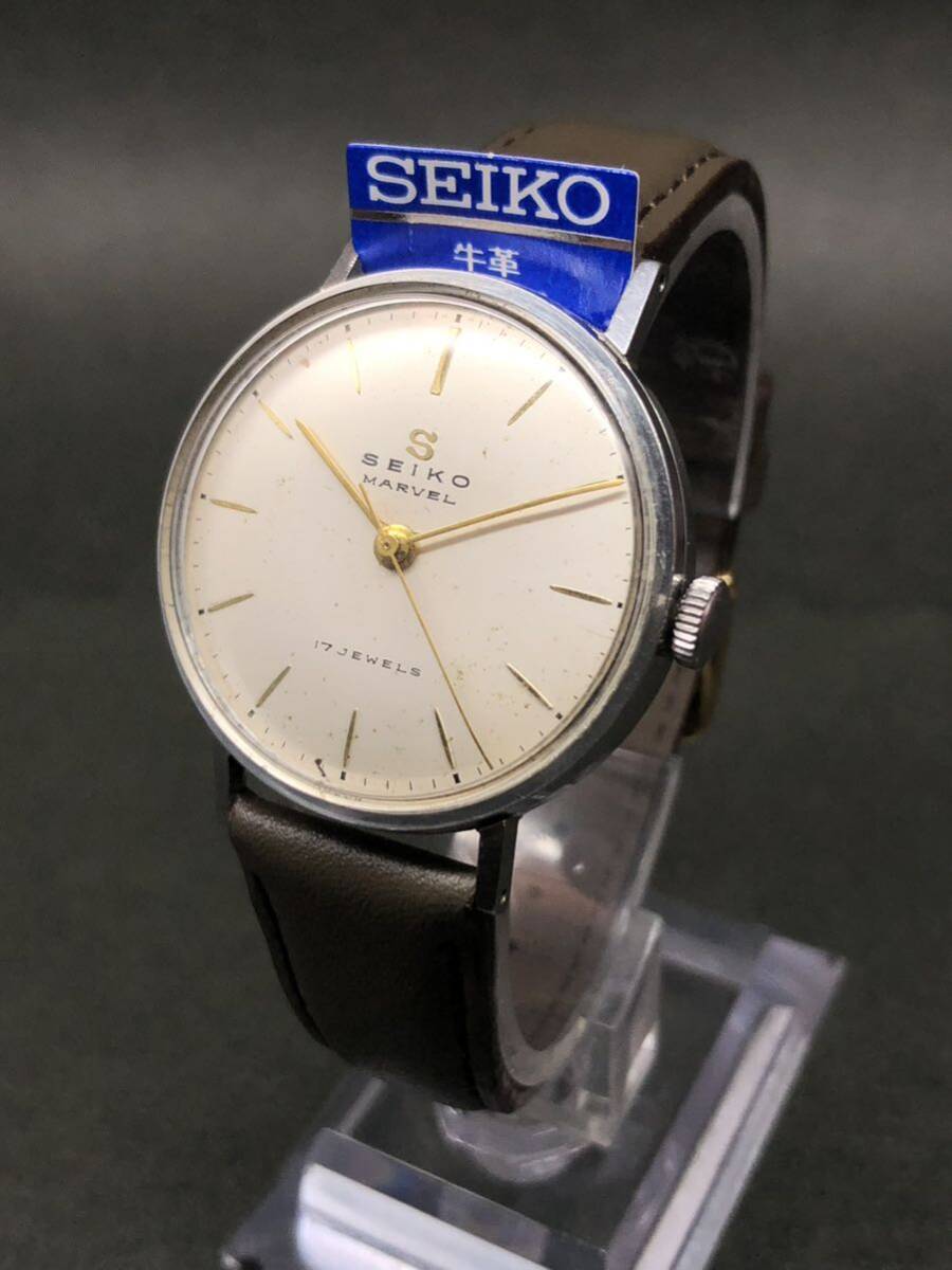 2021年OH済◆稀少◆セイコー名品【初期型マーベル】アップライト蛇S◆1957年製造◆SEIKO新品ベルト◆機械測定平置き±30秒(現状数値好調)_画像2