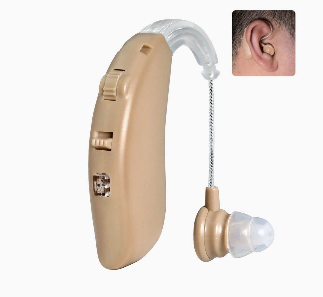 集音器　左右両用 耳穴式 5段階音量調節　ノイズ抑え　高品質　高齢者向け 新品 補聴器 耳掛け 高齢者 軽量 ベージュ