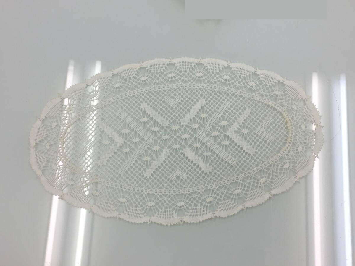 [雑貨] 手作り「マルチクロスなど」ボビンレース 手縫い 手刺繍 ハンドメイド 手仕事 敷物やインテリアなどに 約17×29cm オーバル だ円 18_画像9