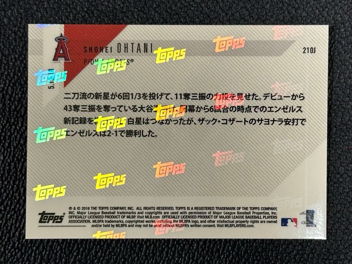 大谷翔平 2018 Topps now 210j / 開幕6戦43奪三振のエンゼルス記録更新