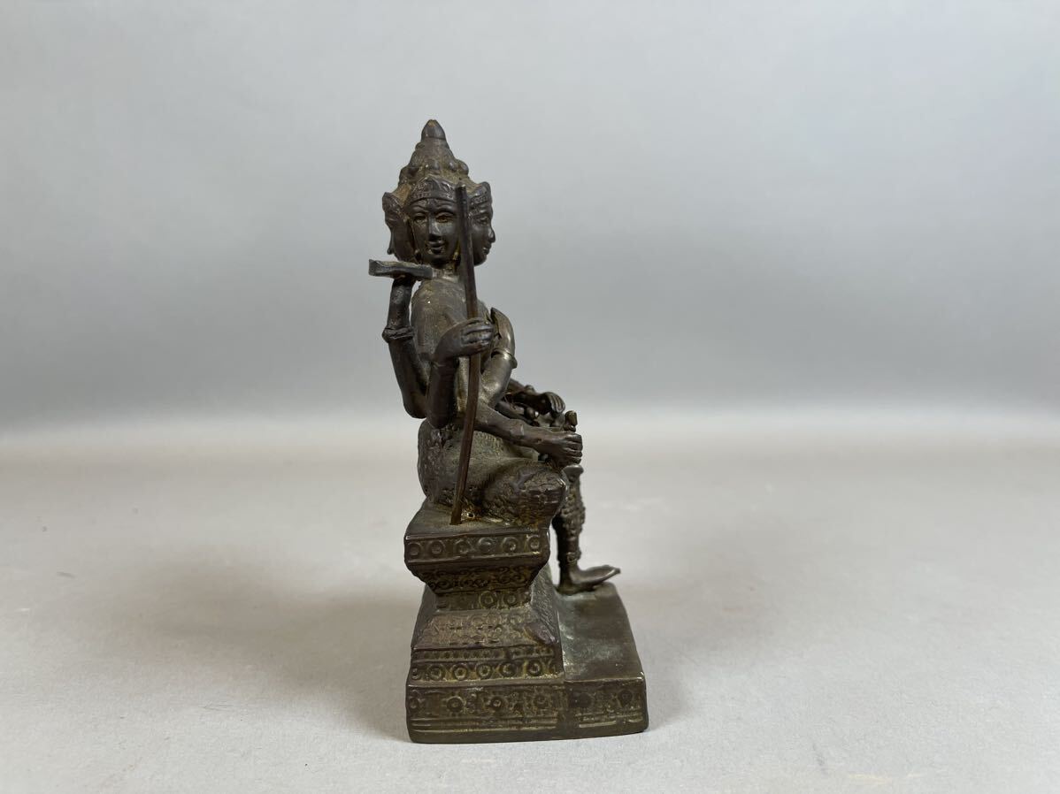 仏教美術 仏像 三面 置物 金属製 銅製 縁起物 菩薩 銅器 古銅 古美術 時代物 _画像4