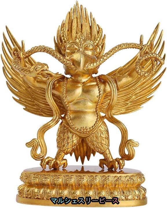 仏像 ミニ 迦楼羅王像 13cm 真鍮製 守護神 風水 置物 ミニチュア仏像 (金色)_画像4