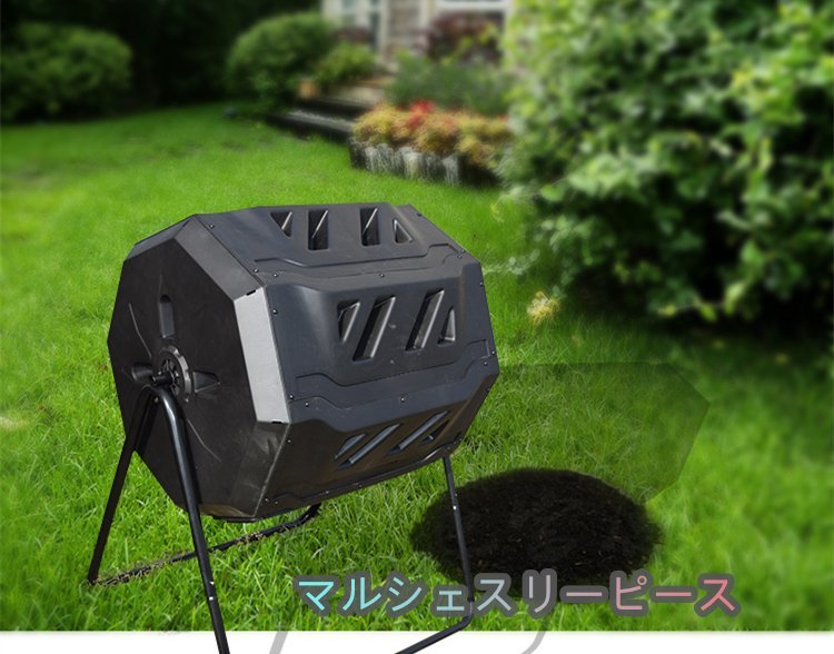 環境保護 ゴミ軽減 堆肥コンポスター 堆肥 ビンタンブラー 160L 360°回転式 家庭菜園 有機肥料 落ち葉処理 ゴミ処理 発酵容器 リサイクル_画像1