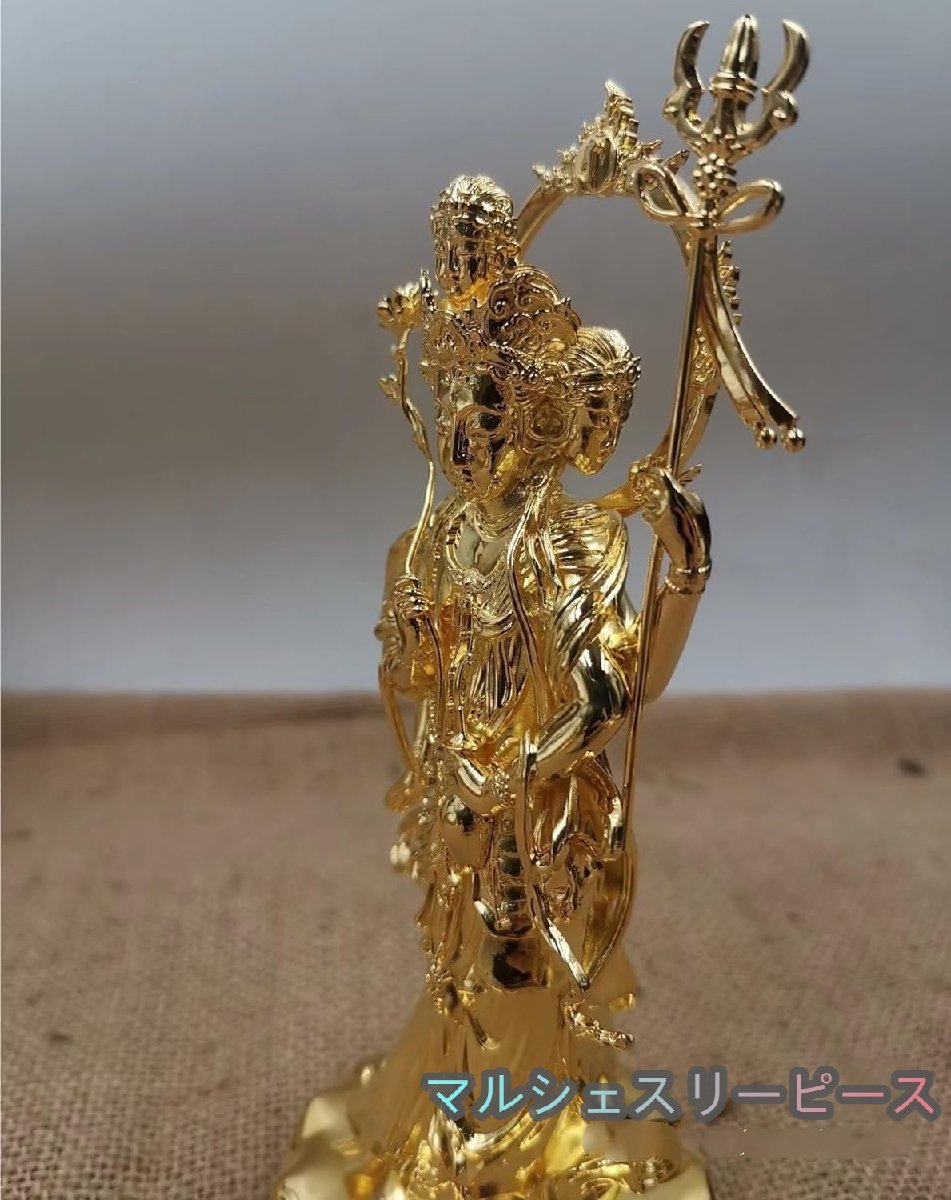 仏像 梵天 立像 精彫造像 真鍮 内部収納あり 経文入れ 総高16cm_画像2
