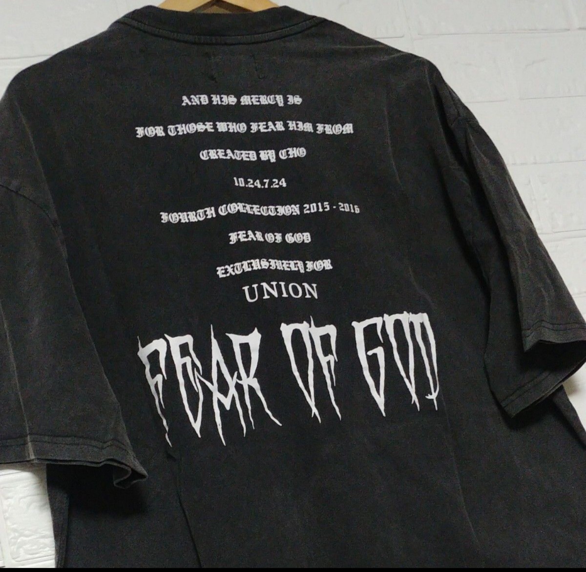 【1円スタート】FEAR OF GOD 半袖 プリント Tシャツ ブラック 2015-2016 demon angel Ｌサイズ 黒 バックプリント vintage color_画像5