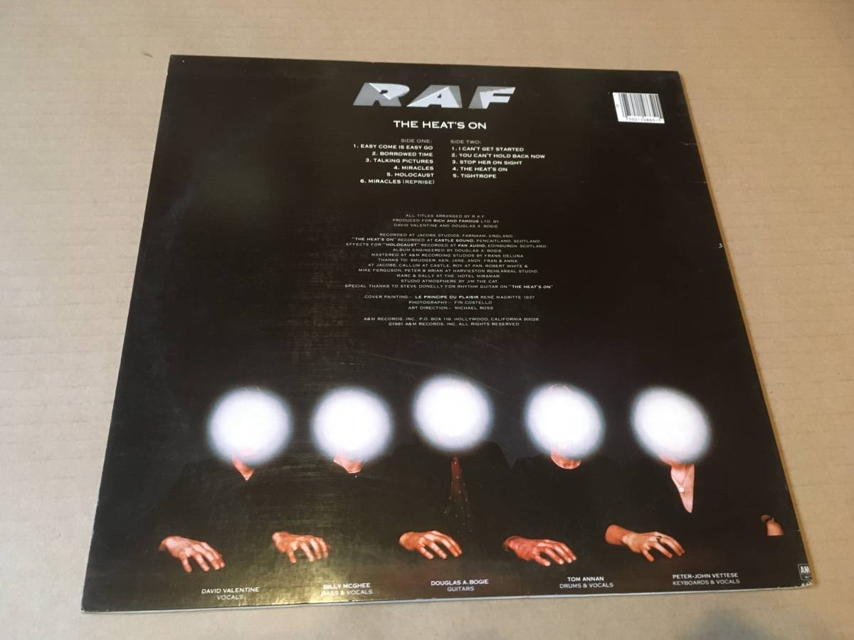 R.A.F./RICH AND FAMOUS◎輸入盤LPレコード「The Heat's On」A&M Records/SP-4865/1981◎80's rock_画像3