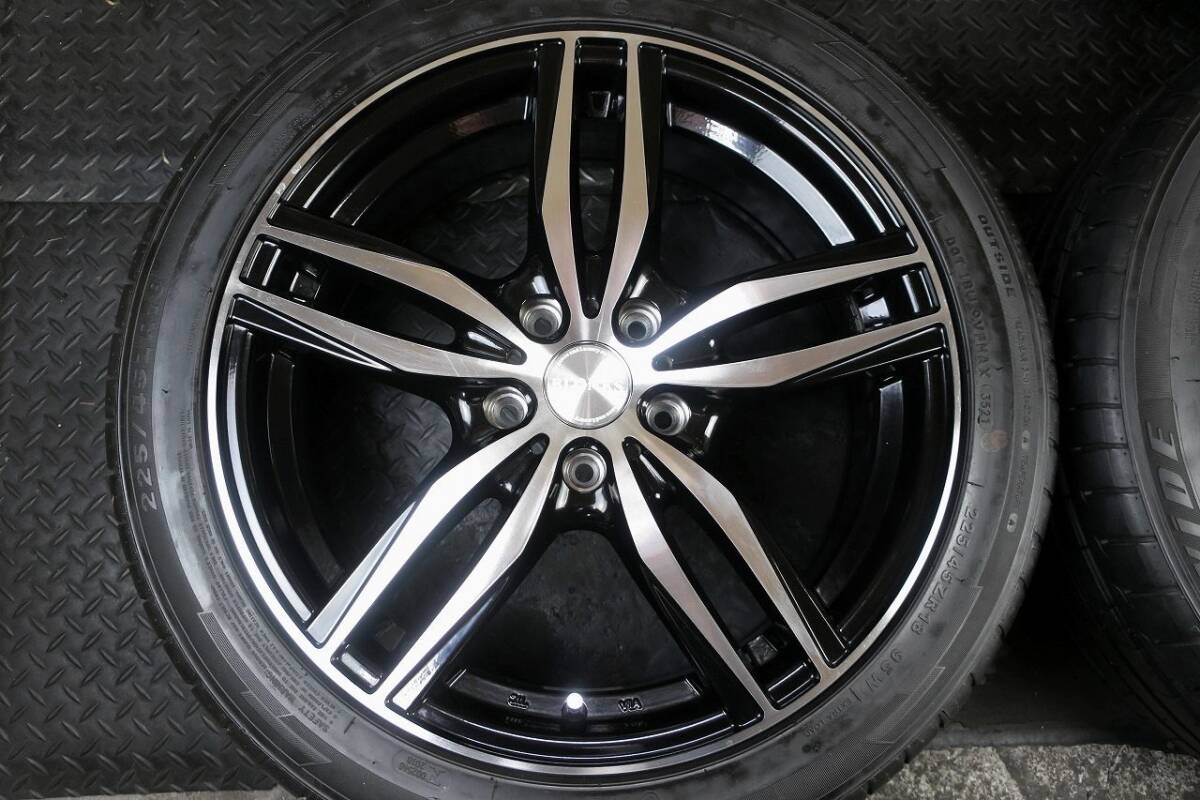 大人気 ブラックポリッシュ BRONKS 18×7J +48 PCD114.3/5H 225/45R18 バリ山付 エスティマ オデッセイ ヴェゼルCX-3 80 ノア ヴォクシー等_画像2