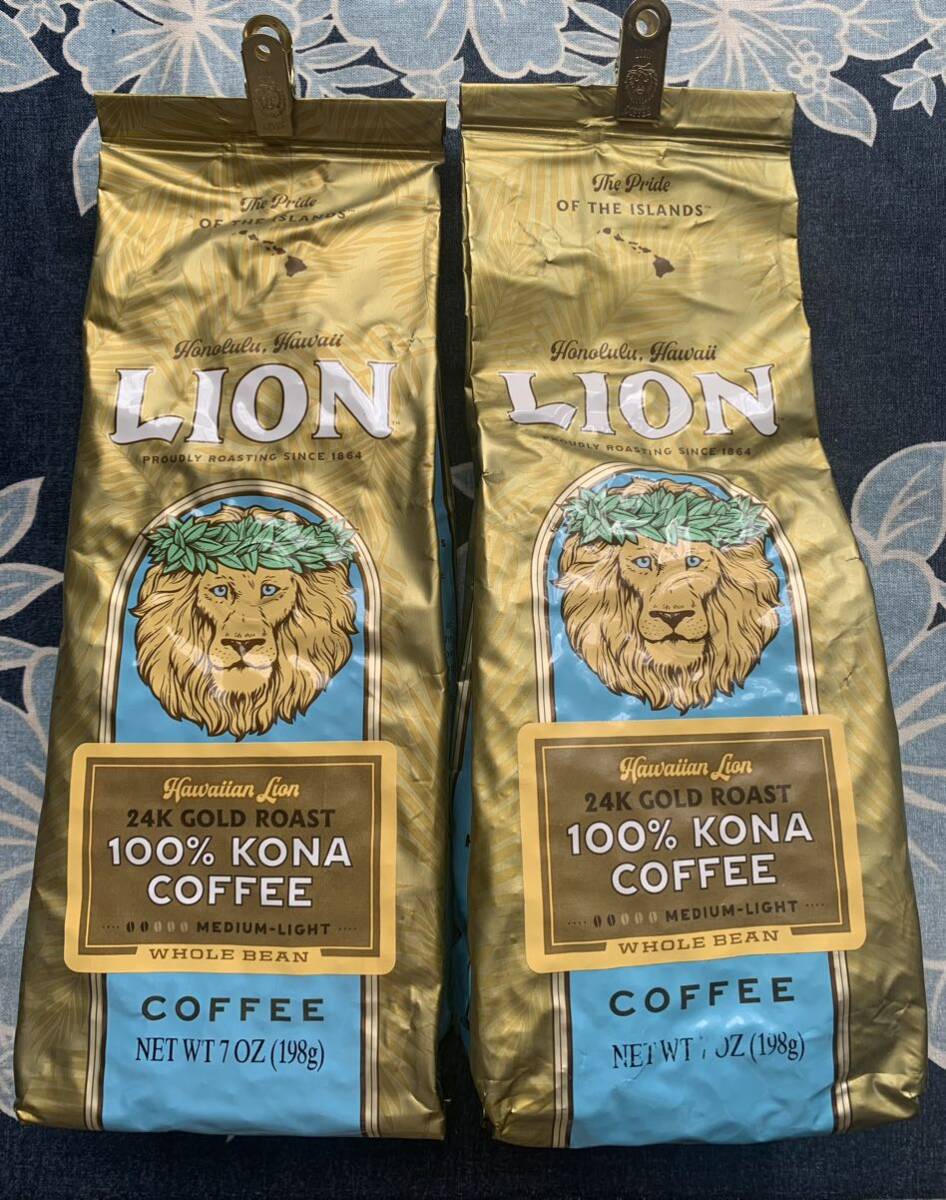 送料込み ライオンコナコーヒー 2袋 24k 豆 ホールビーン コーヒー価格高騰 破格の画像2