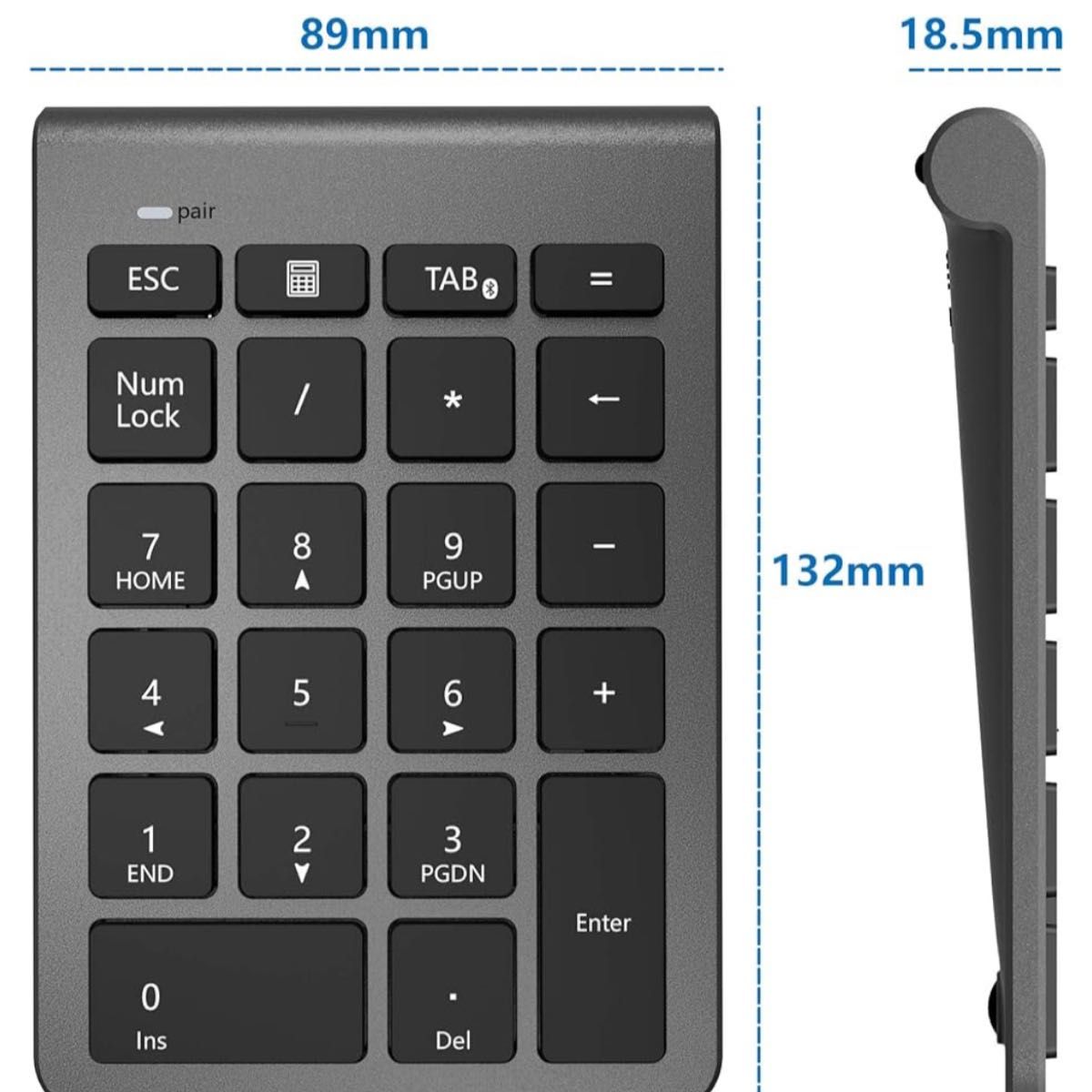 Bluetooth テンキーボード ワイヤレス テンキー 22キー  小型 ポータブル コンパクト 多機能テンキー PC