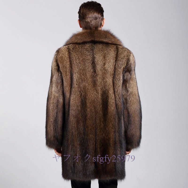 新品欧米大人気 ロング コート オーバーコート ファージャケット フェイクミンク 毛皮 ファーコート メンズ 防寒 高級感満載_画像1
