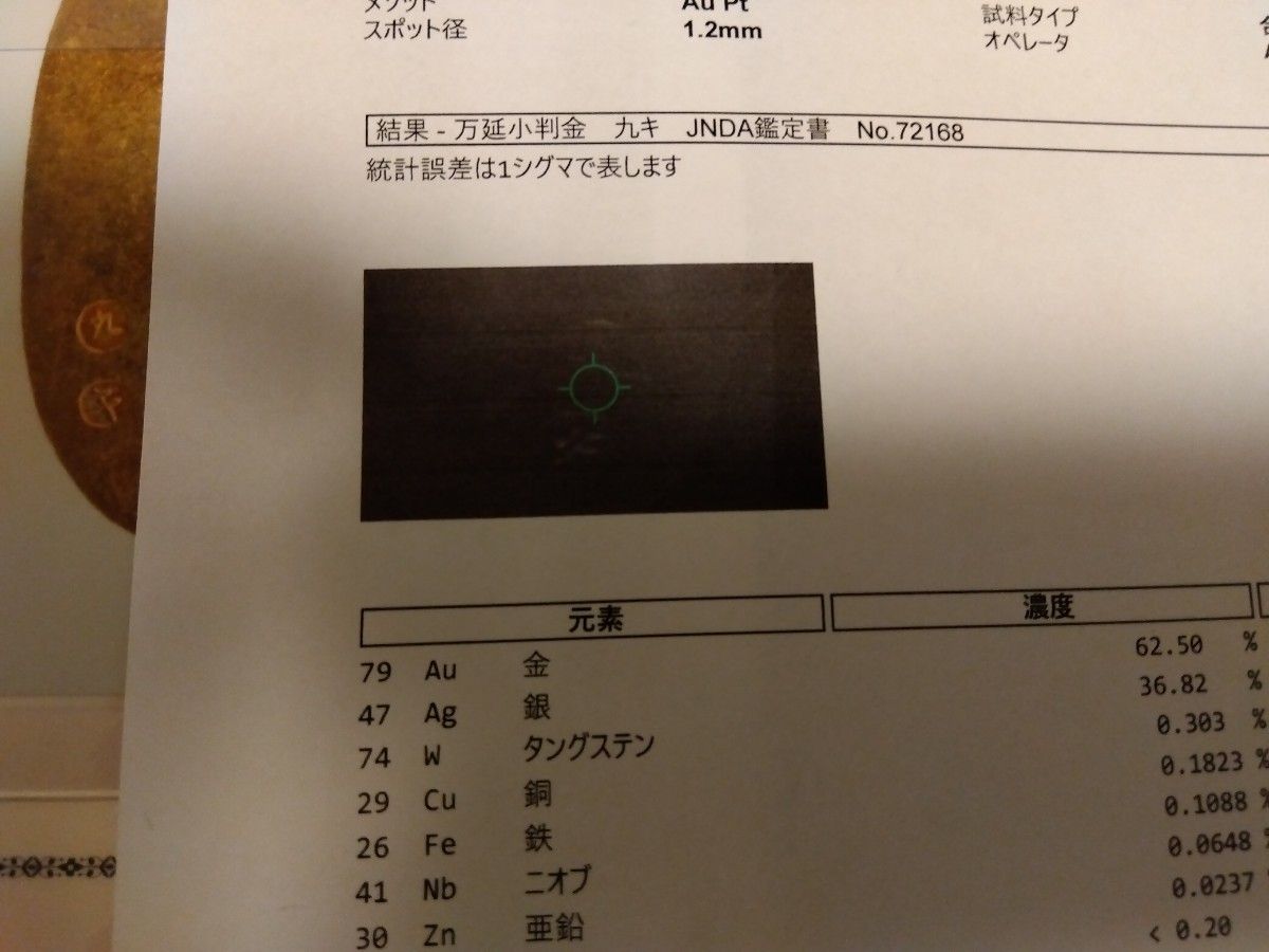 ★美品★万延小判金★日本貨幣商協同組合鑑定書&成分分析検査書&桐箱付★