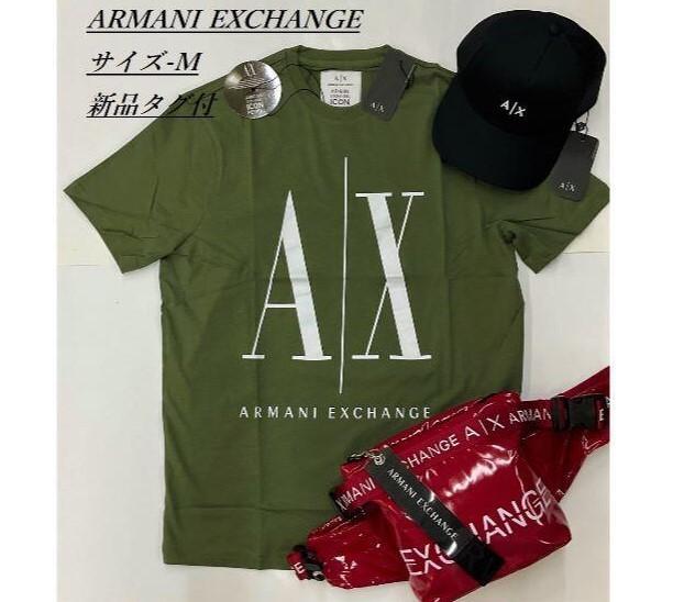 AX ロゴ Tシャツ 07E21 Mサイズ グリーンカーキ 新品 タグ付 アルマーニ エクスチェンジ ギフトにも 8NZTPA ZJH4Z 1803の画像3