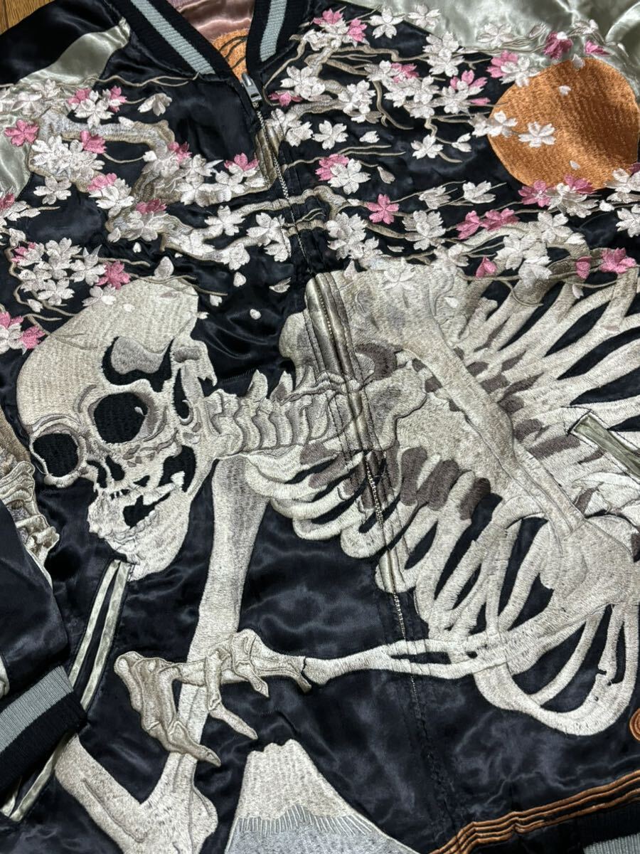 花旅楽団　スカジャン　Lサイズ　リバーシブル ガシャドクロ　髑髏　骸骨　スカル　和柄　刺繍