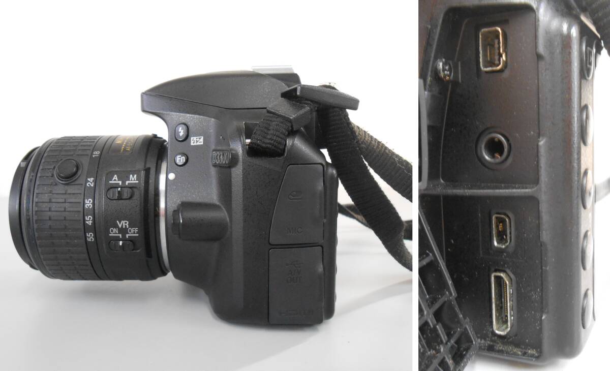 戸高∞2　Nikon ニコン D3300 デジタル一眼レフカメラ レンズ AF-S DX NIKKOR 18-55mm 1:3.5-5.6G VR Ⅱ 純正充電器 通電確認 現状品_画像6