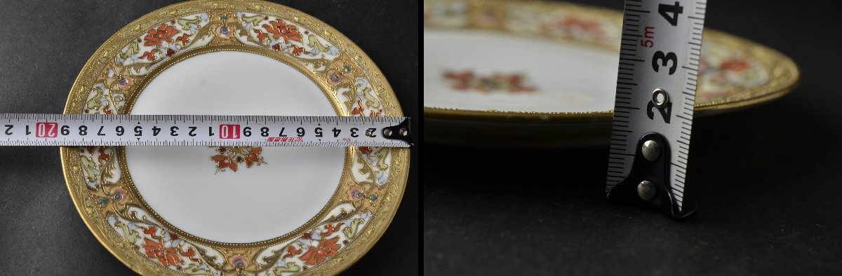 [ Old Noritake collector discharge 1] gold paint flower . plate 1910 year -1921 year about *M-NIPPON seal ( export direction * Vintage antique a-ru deco hand ..Noritake24Y229-