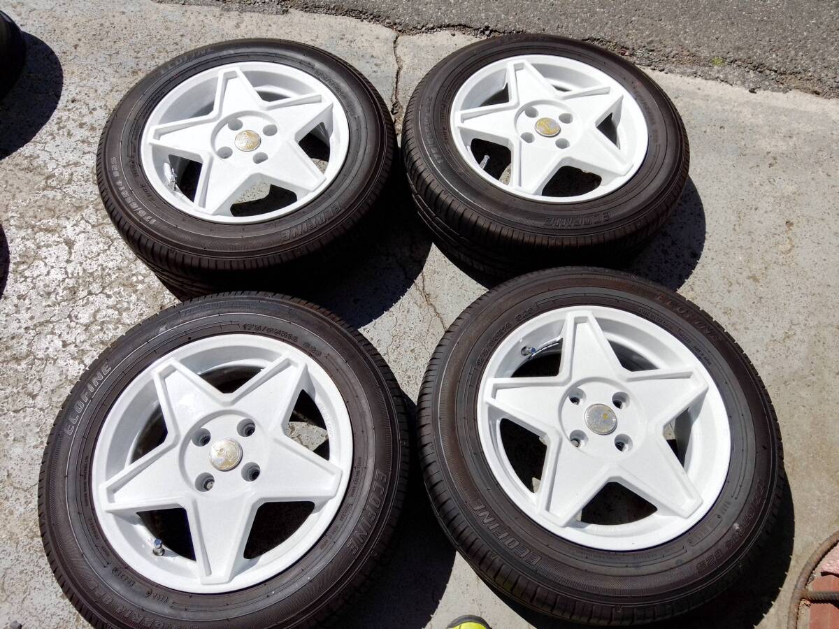 即決！フィアット　500　AGA　CORSE　　ホワイト　5.5Jx14+38 98-4H タイヤ ECOFINE 175/65R14 4本セット_画像1