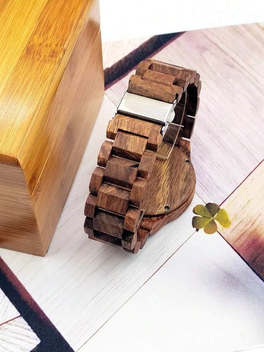 腕時計 メンズ クォーツ ローズウッド ウォッチ メンズ カジュアル 木製 深いグレー＆ネイビー色 シンプル ローマ数字 時計帯付_画像6