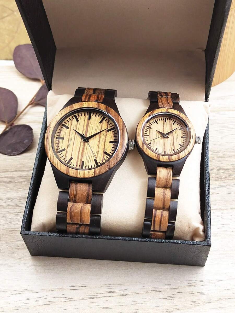 腕時計 ペアウォッチ カップル用 自然木製腕時計 2本セット プレゼントに最適