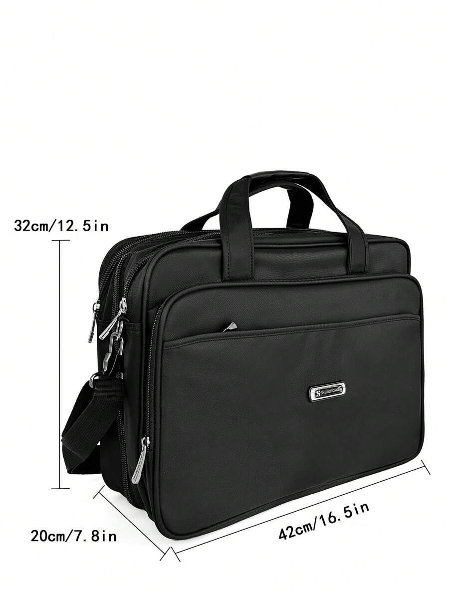 メンズ バッグ ビジネスバッグ ビジネスバッグ スーツケース 男性用 クラシックデザイン 黒色 レーベル デコレーション 16.5_画像2