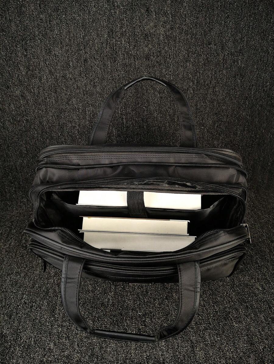 メンズ バッグ ビジネスバッグ ビジネスバッグ スーツケース 男性用 クラシックデザイン 黒色 レーベル デコレーション 16.5_画像4