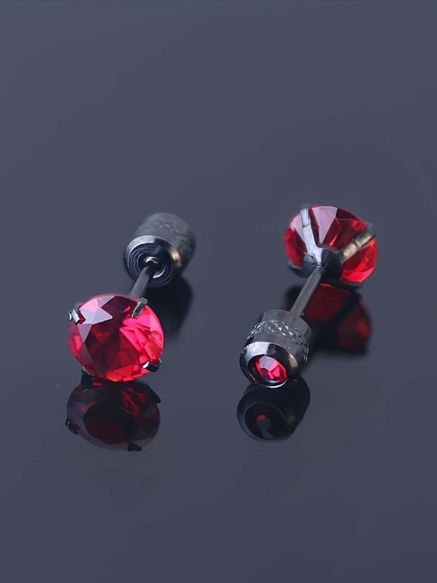  men's jewelry earrings Flat screw back stud earrings for man stainless steel steel Cubic Zirconia rain 