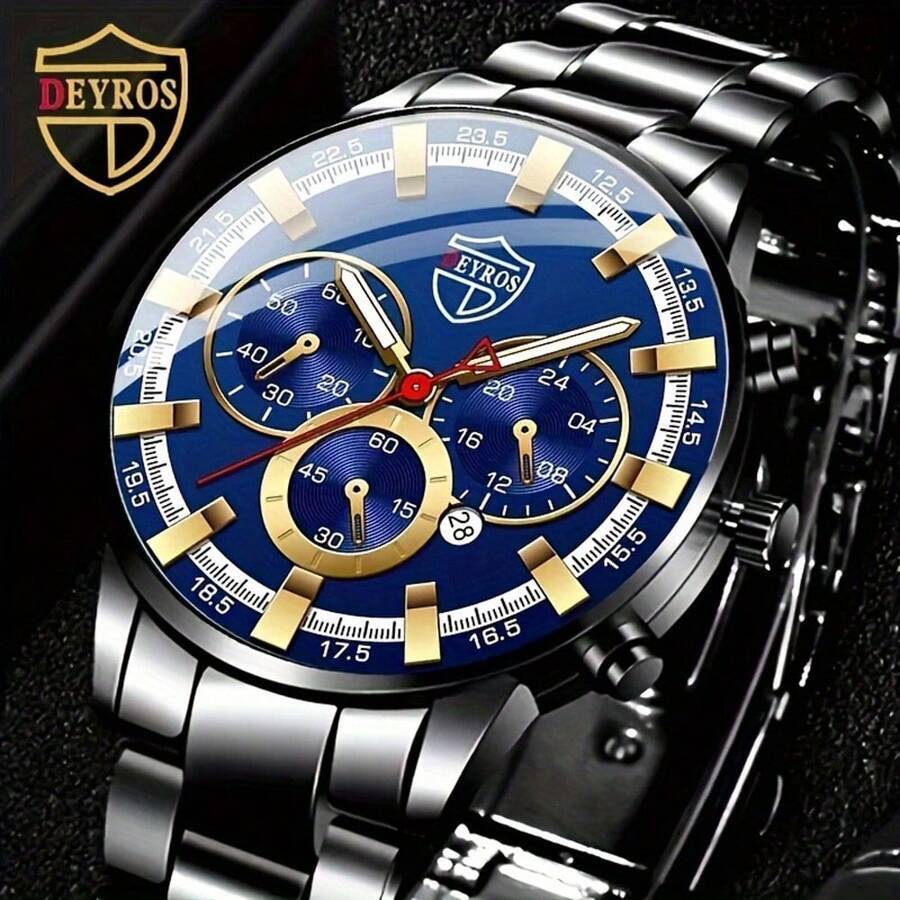 腕時計 メンズ セット ビジネス ラグジュアリー ステンレススチール 腕時計 日付機能 メンズ_画像4