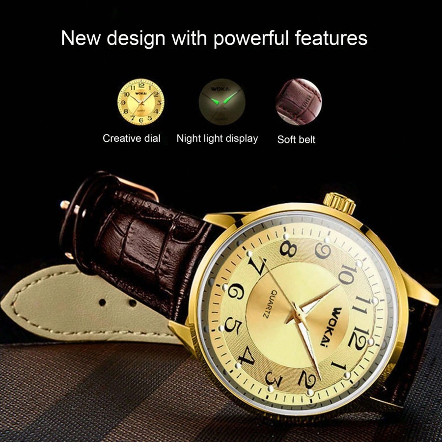 腕時計 メンズ クォーツ ビジネスウォッチ ルミナス 指針 防水 ステンレス スチール デザイン レザー ベルト 1個入り_画像3