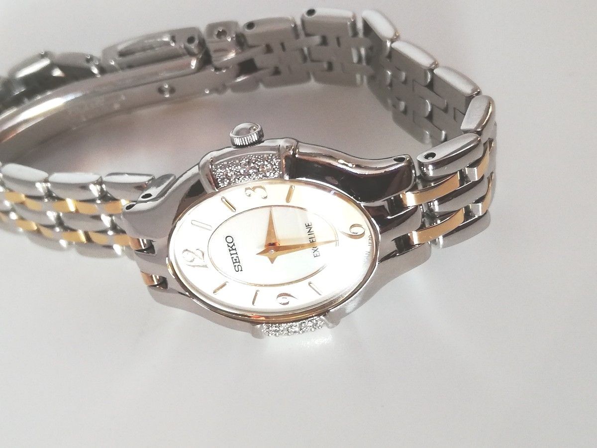 人気 電池交換済】SEIKO 白蝶貝 チタン エクセリーヌ セイコー エクセリーヌ