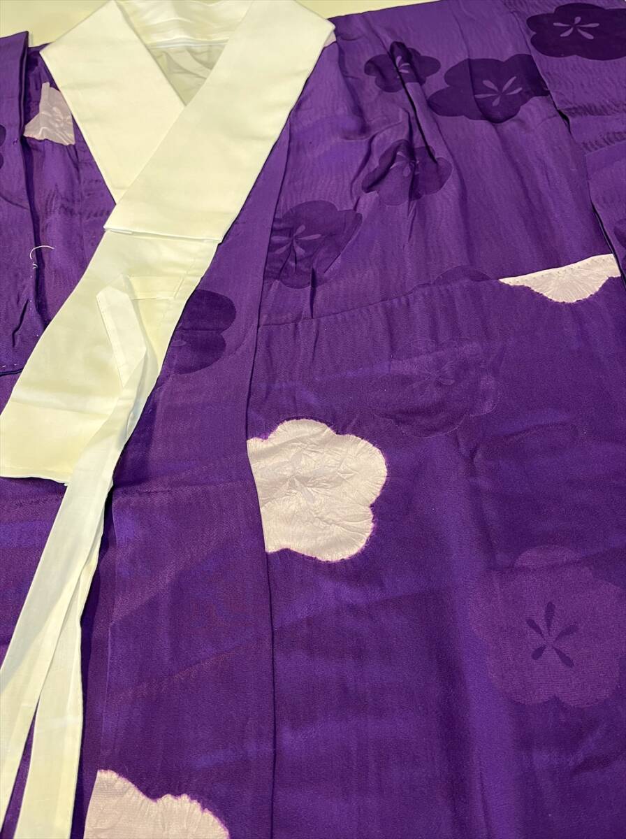花とら●リサイクル長襦袢　衿秀　きらっく　正絹　紫　絞り　ファスナー衿　袖無双　　　　　240212_画像2