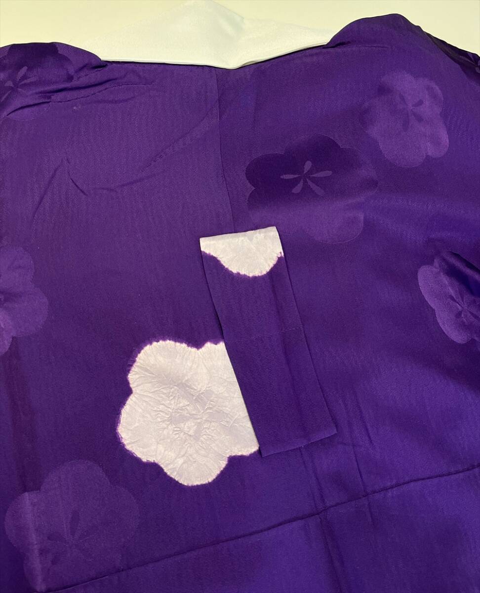 花とら●リサイクル長襦袢　衿秀　きらっく　正絹　紫　絞り　ファスナー衿　袖無双　　　　　240212_画像6